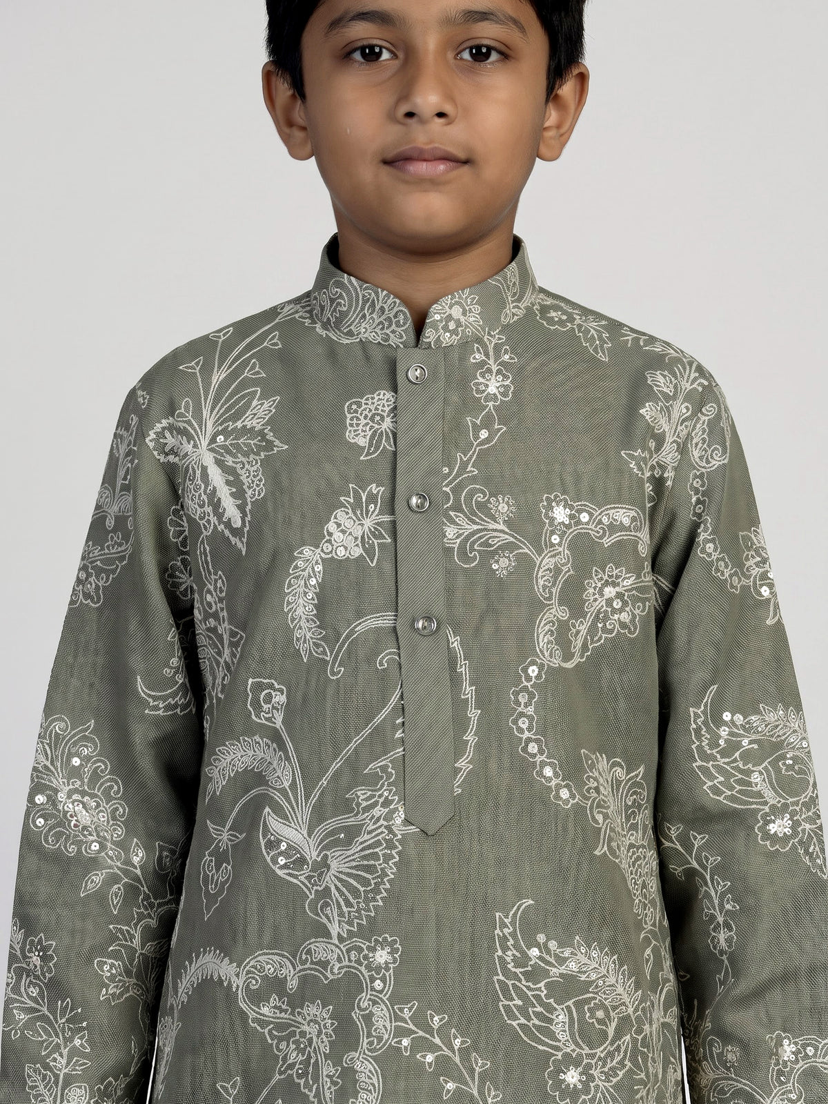 Pista green kashmiri embroidered boys kurta suit