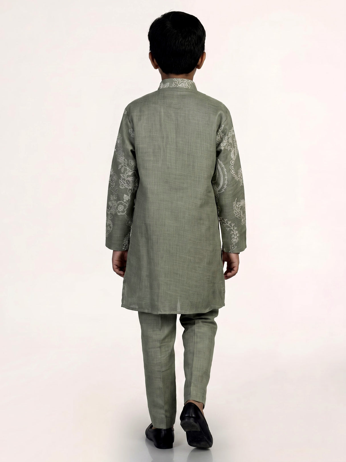 Pista green kashmiri embroidered boys kurta suit