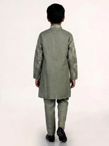 Pista green kashmiri embroidered boys kurta suit