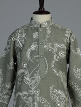 Pista green kashmiri embroidered boys kurta suit