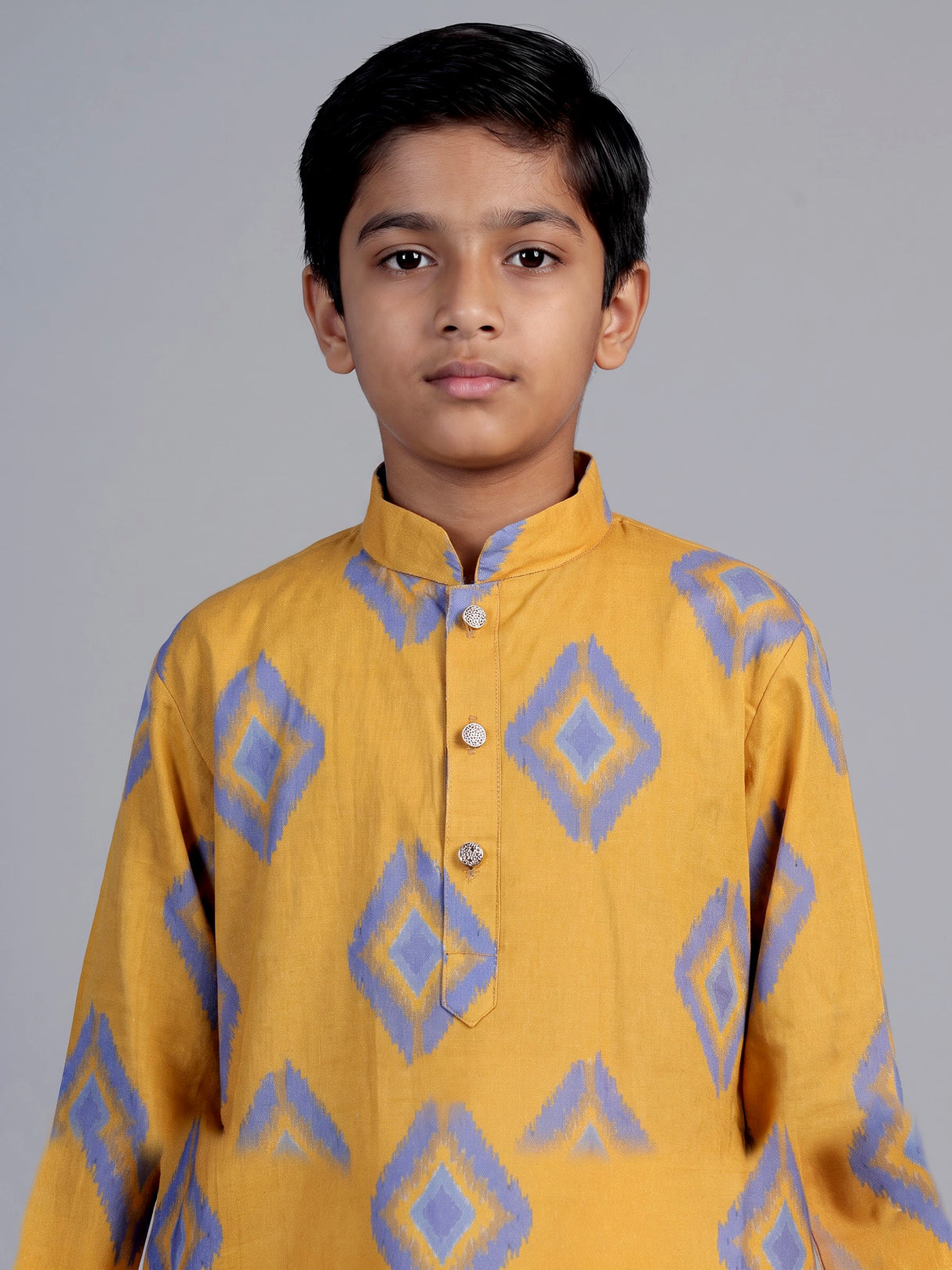 Yellow patola print boys kurta suit