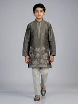 Stone grey heritage tree boys kurta suit