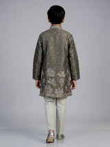 Stone grey heritage tree boys kurta suit