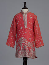 Pastel peach chanderi silk boys kurta suit