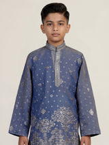 Stone blue chanderi silk  boys kurta suit