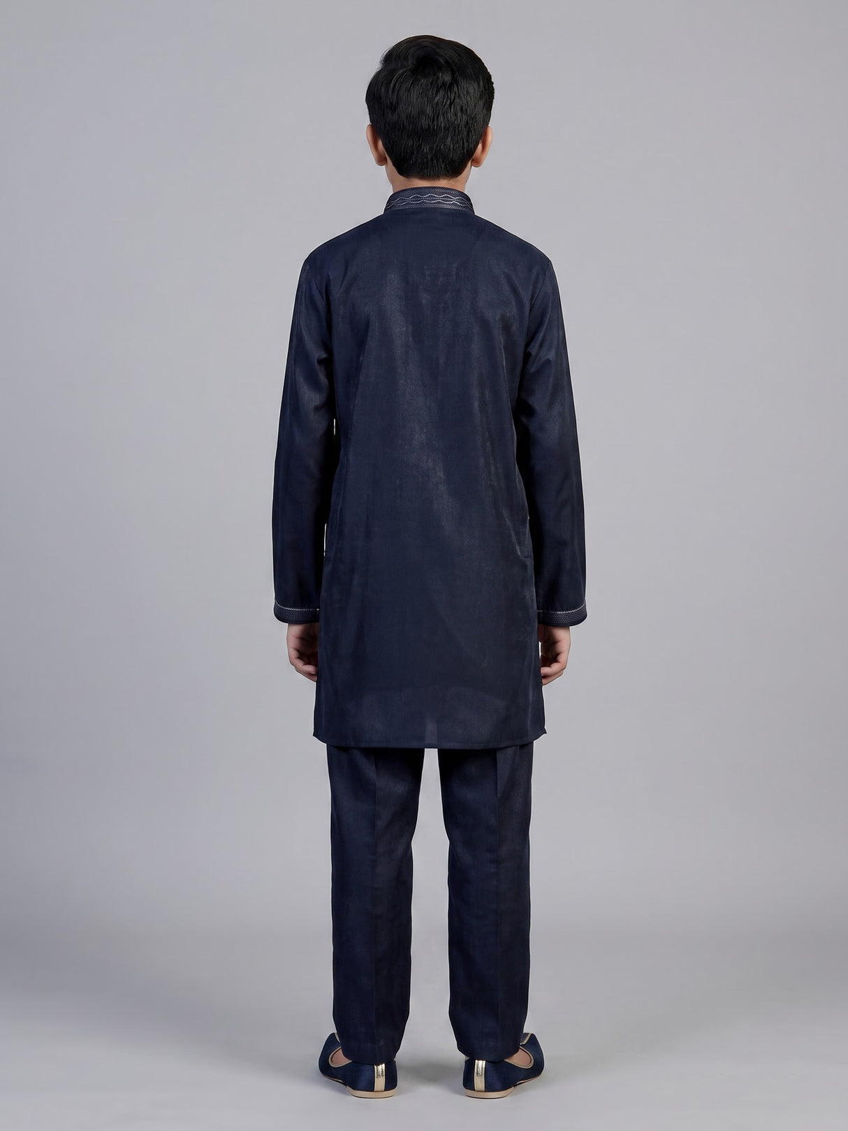 Navy blue diamond chain boys kurta suit