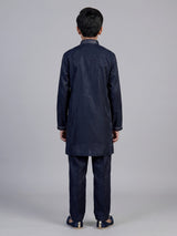 Navy blue diamond chain boys kurta suit