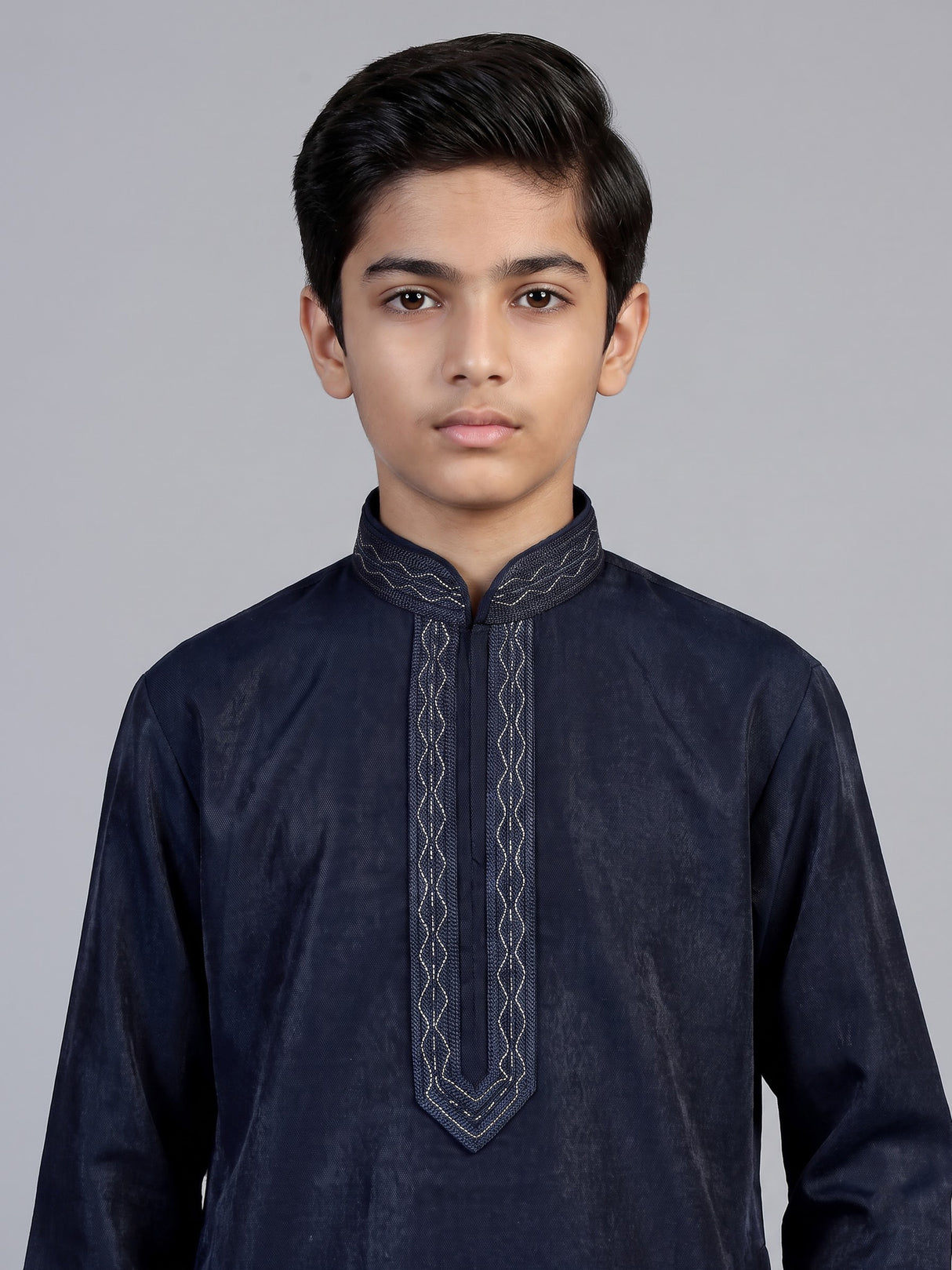 Navy blue diamond chain boys kurta suit