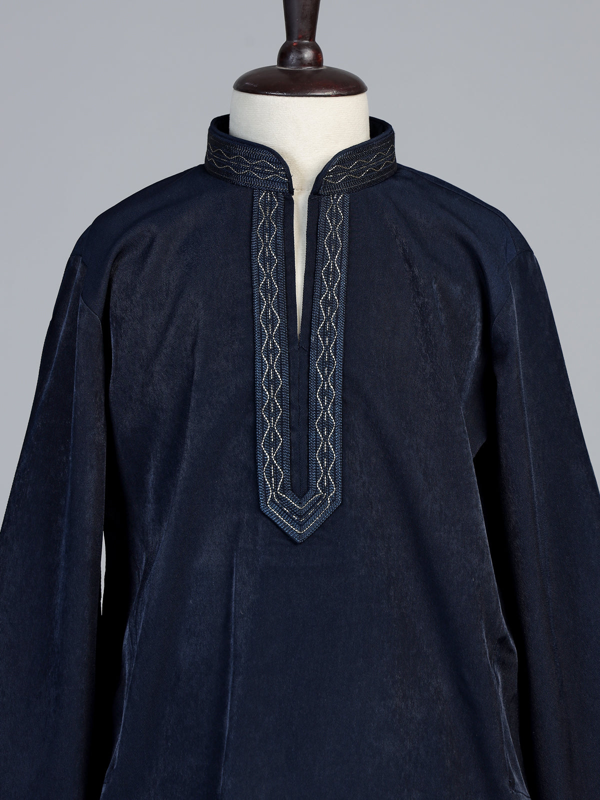 Navy blue diamond chain boys kurta suit