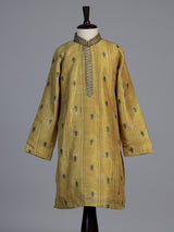 Mustard yellow floral butti boys kurta suit
