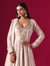 Off white georgette sharara suit with sequin embellishments