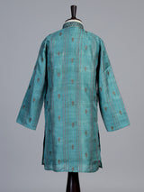 Teal green floral butti boys kurta suit