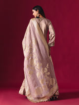 Lilac purple silk sharara suit with zardosi detailing