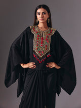 Black crepe silk indowestern suit with designer embellishments