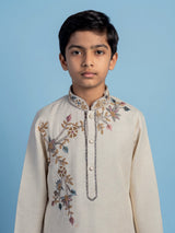 Off white pastel floral boys kurta suit
