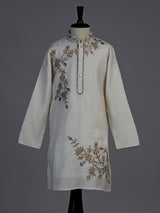 Off white pastel floral boys kurta suit
