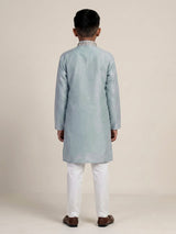Ice blue jharokha embroidered boys kurta suit