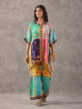 Multicolor quirky sequined printed co ord set