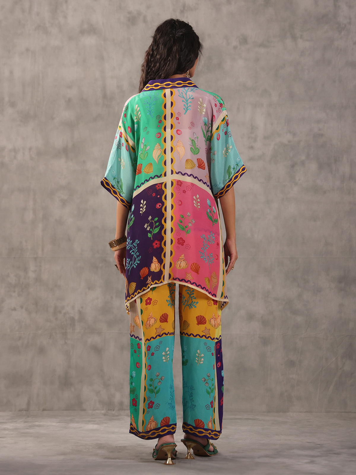 Multicolor quirky sequined printed co ord set