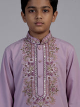 Purple jharokha embroidered boys kurta suit