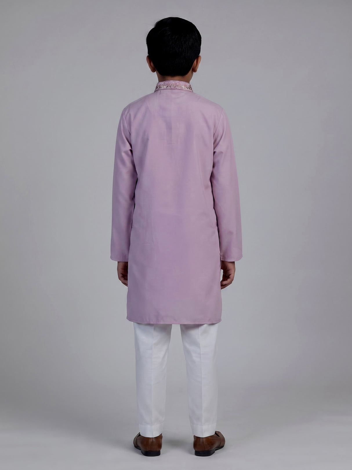Purple jharokha embroidered boys kurta suit