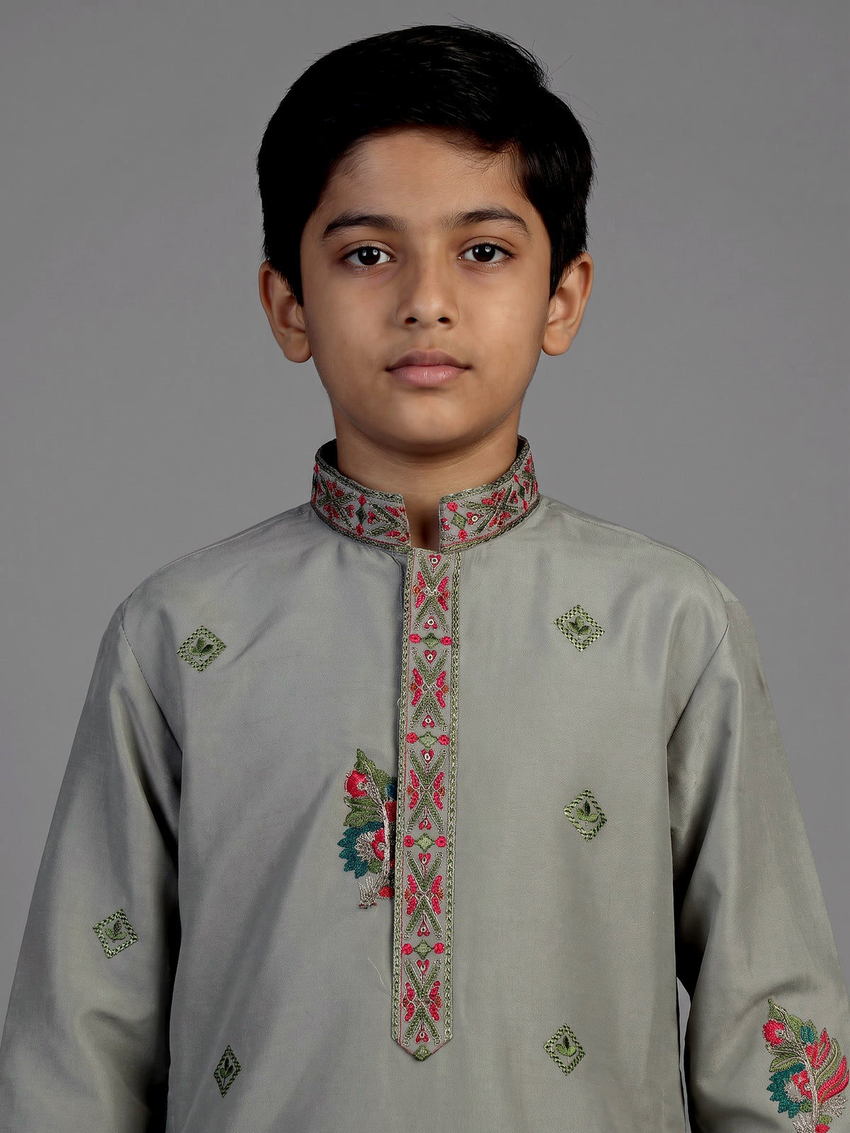 Pista green zardosi embroidered boys kurta suit