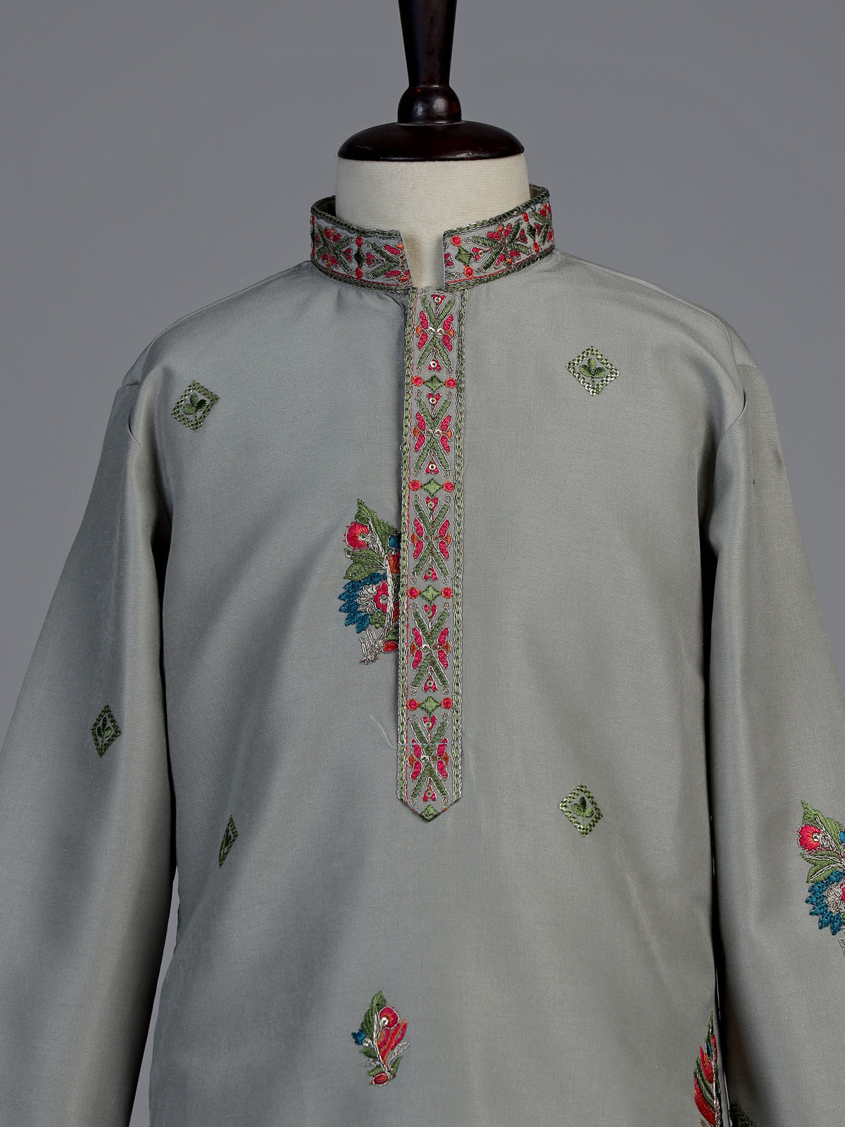 Pista green zardosi embroidered boys kurta suit