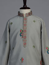 Pista green zardosi embroidered boys kurta suit