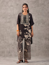 Black monotone tassel embellished co ord set