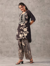 Black monotone tassel embellished co ord set