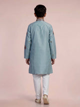 Blue zardosi embroidered boys kurta suit