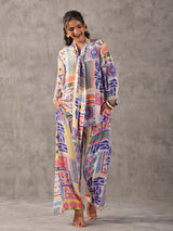 Off white quirky printed full sleeve palazzo co ord set