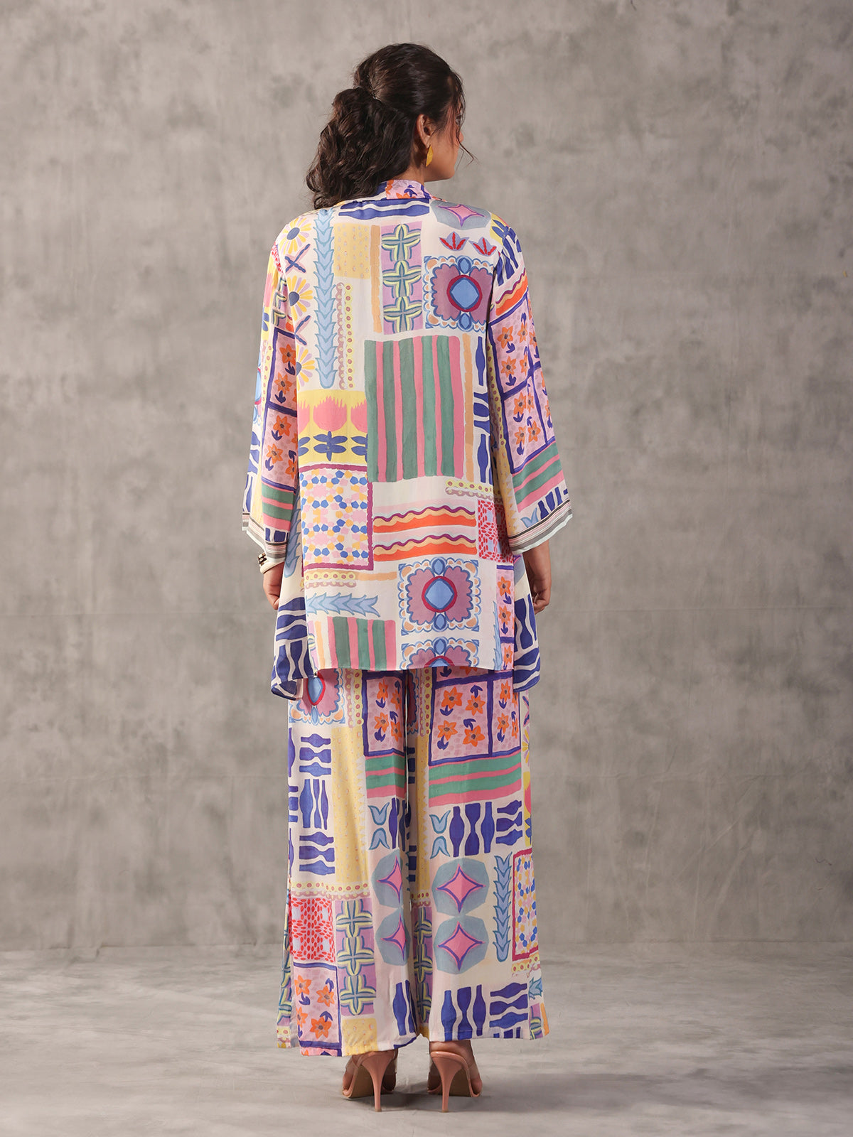 Off white quirky printed full sleeve palazzo co ord set