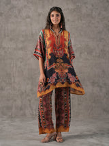 Multicolor ethnic sequin work tassel embellished co ord set