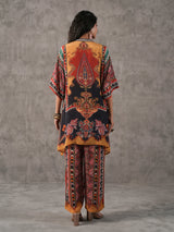 Multicolor ethnic sequin work tassel embellished co ord set