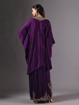 Violet crepe silk indowestern suit with designer embellished detailing