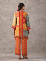 Red and yellow ethnic printed co ord set