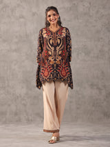 Black scalloped hem cutdana work co ord set