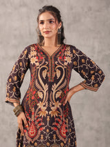 Black scalloped hem cutdana work co ord set