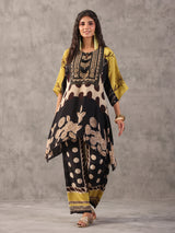Black ethnic cutdana work tassel co ord set