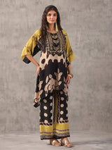 Black ethnic cutdana work tassel co ord set