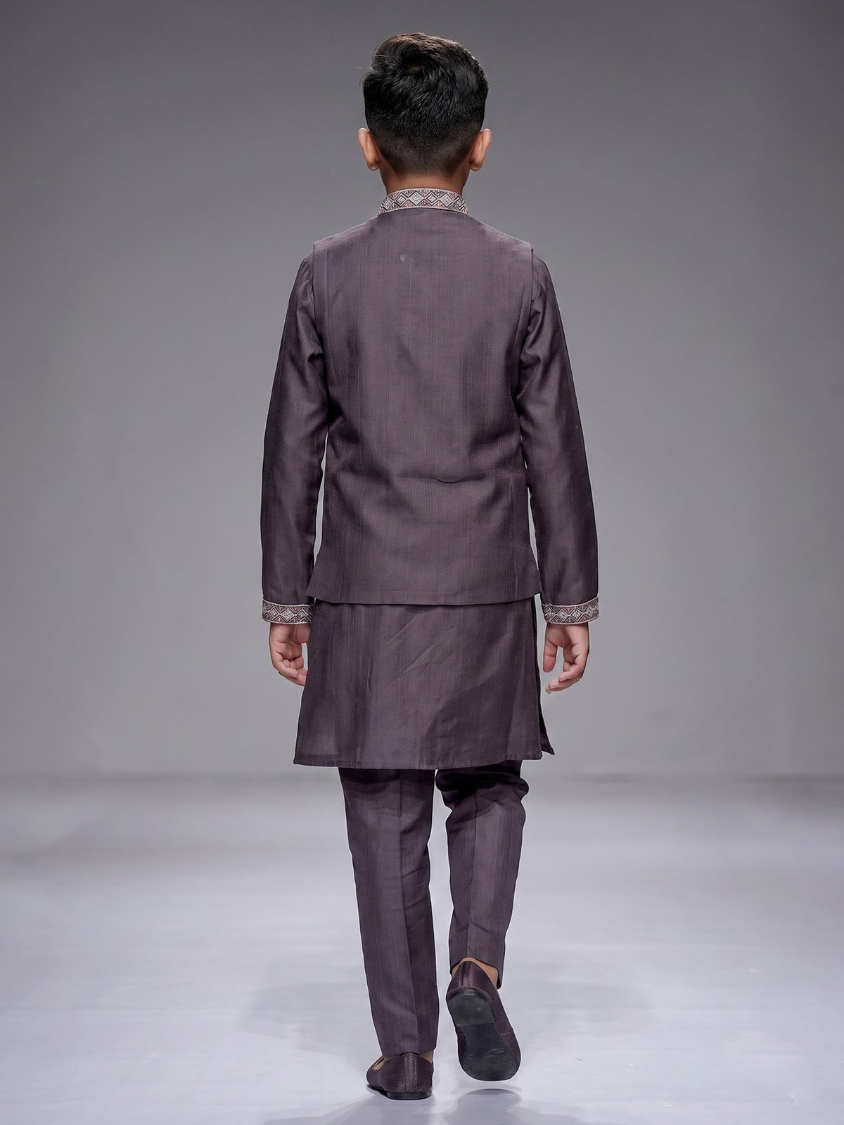 Dusty slate mauve floral boys waistcoat set
