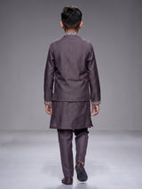Dusty slate mauve floral boys waistcoat set