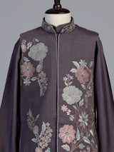 Dusty slate mauve floral boys waistcoat set