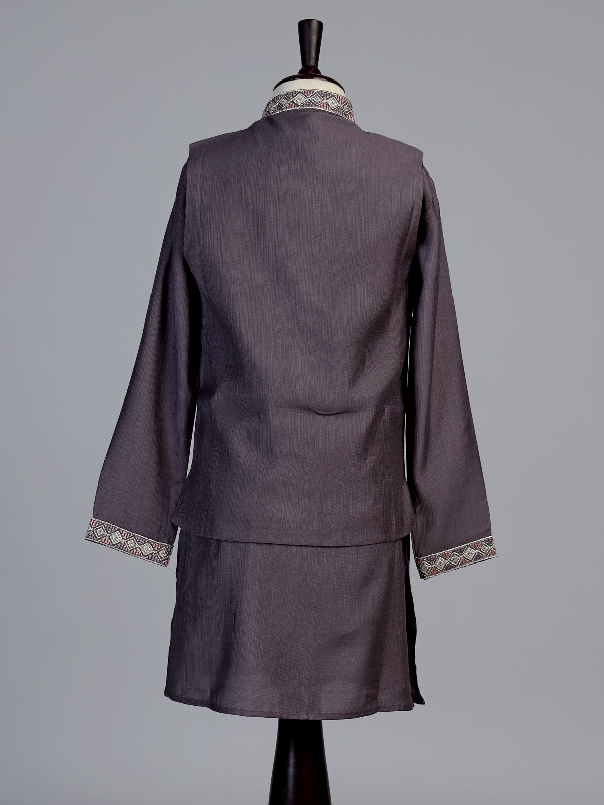 Dusty slate mauve floral boys waistcoat set