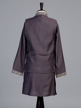 Dusty slate mauve floral boys waistcoat set