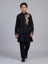 Black crested bird boys waistcoat set