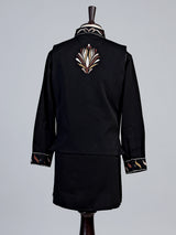 Black crested bird boys waistcoat set