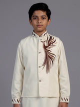 Cream crested bird boys waistcoat set