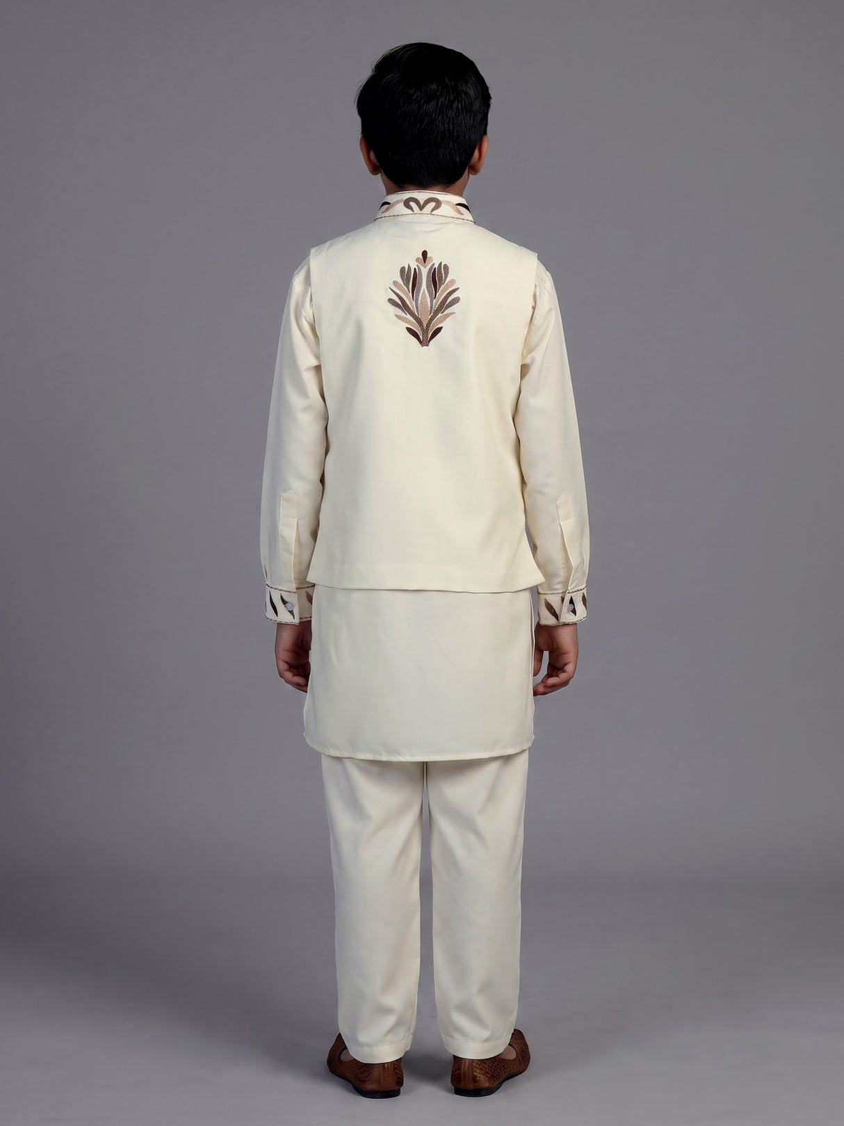 Cream crested bird boys waistcoat set